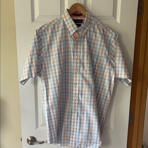 Paul Fredrick Blue and Orange Casual Button Down Shirt